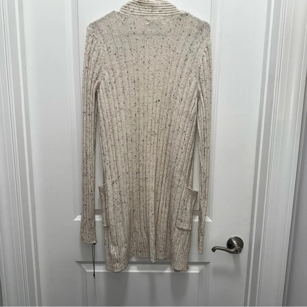 NWT William Rast Long Line Ribbed Fabric Cream Color Cardigan